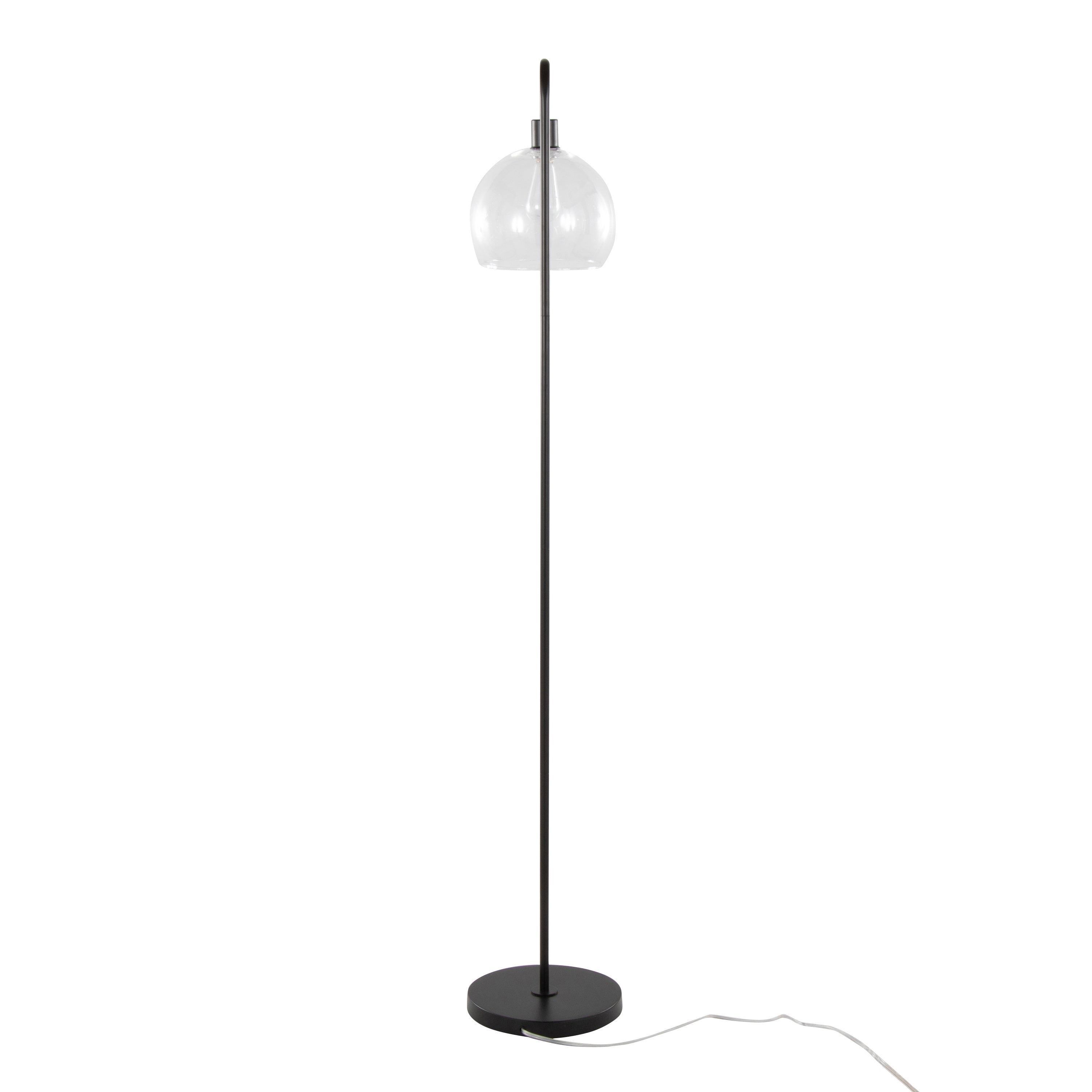 61" Contemporary Metal Floor Lamp in Oil Bronze with Clear Seeded Glass Shade