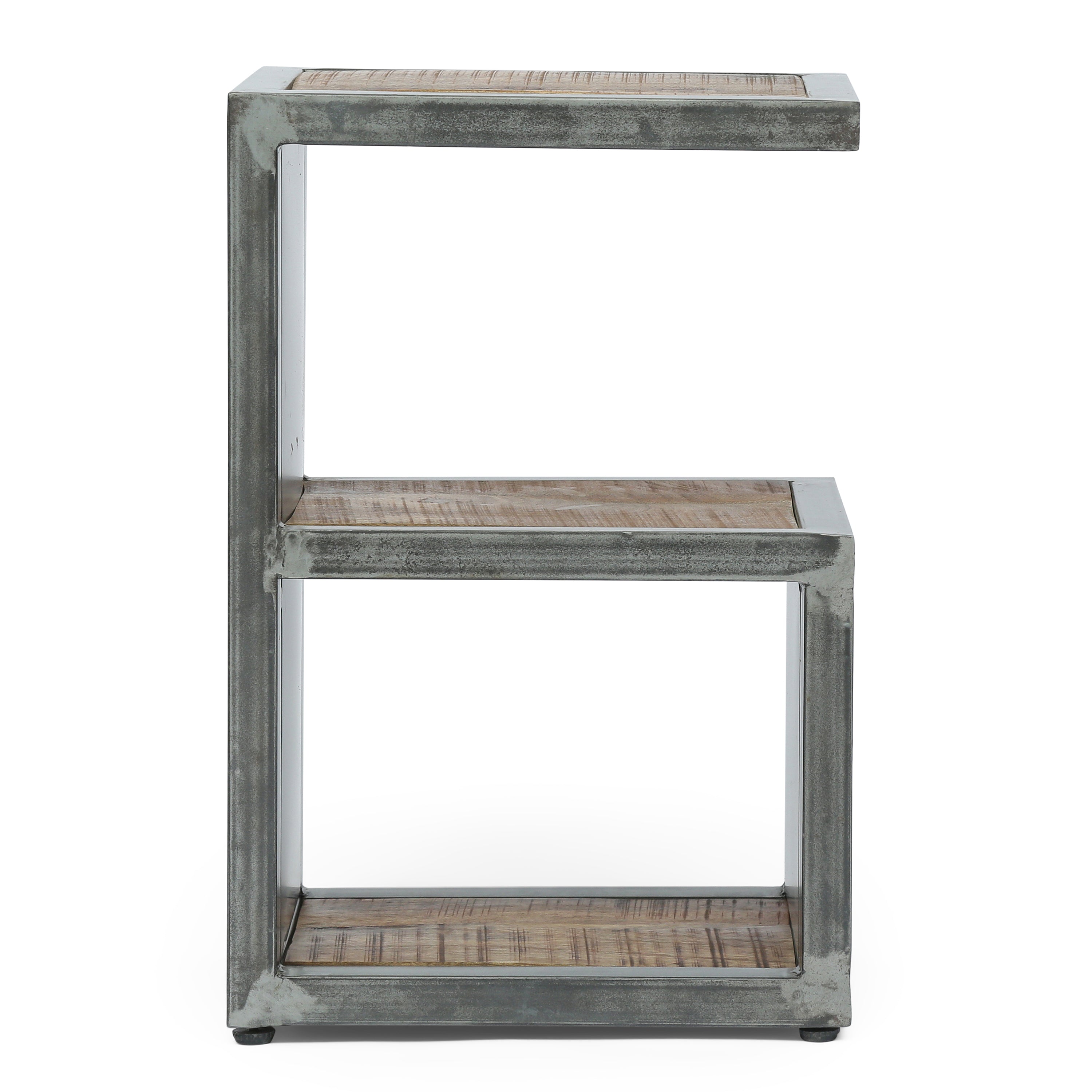 Modern Industrial Side Table - Natural Wood