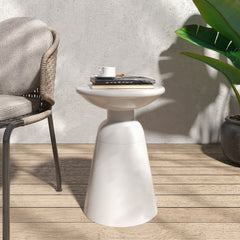 Modern Design End Table Pedestal Style - White