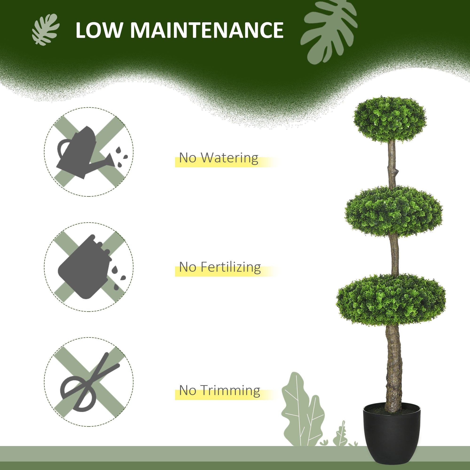 Set of 2 Artificial Boxwood Topiary Trees in Pots, 43.25" Artificial Plants Faux Trees Indoor & Outdoor