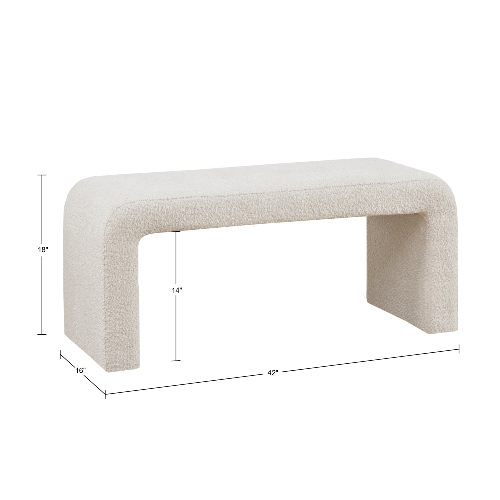 Boucle Waterfall Bench - Cream