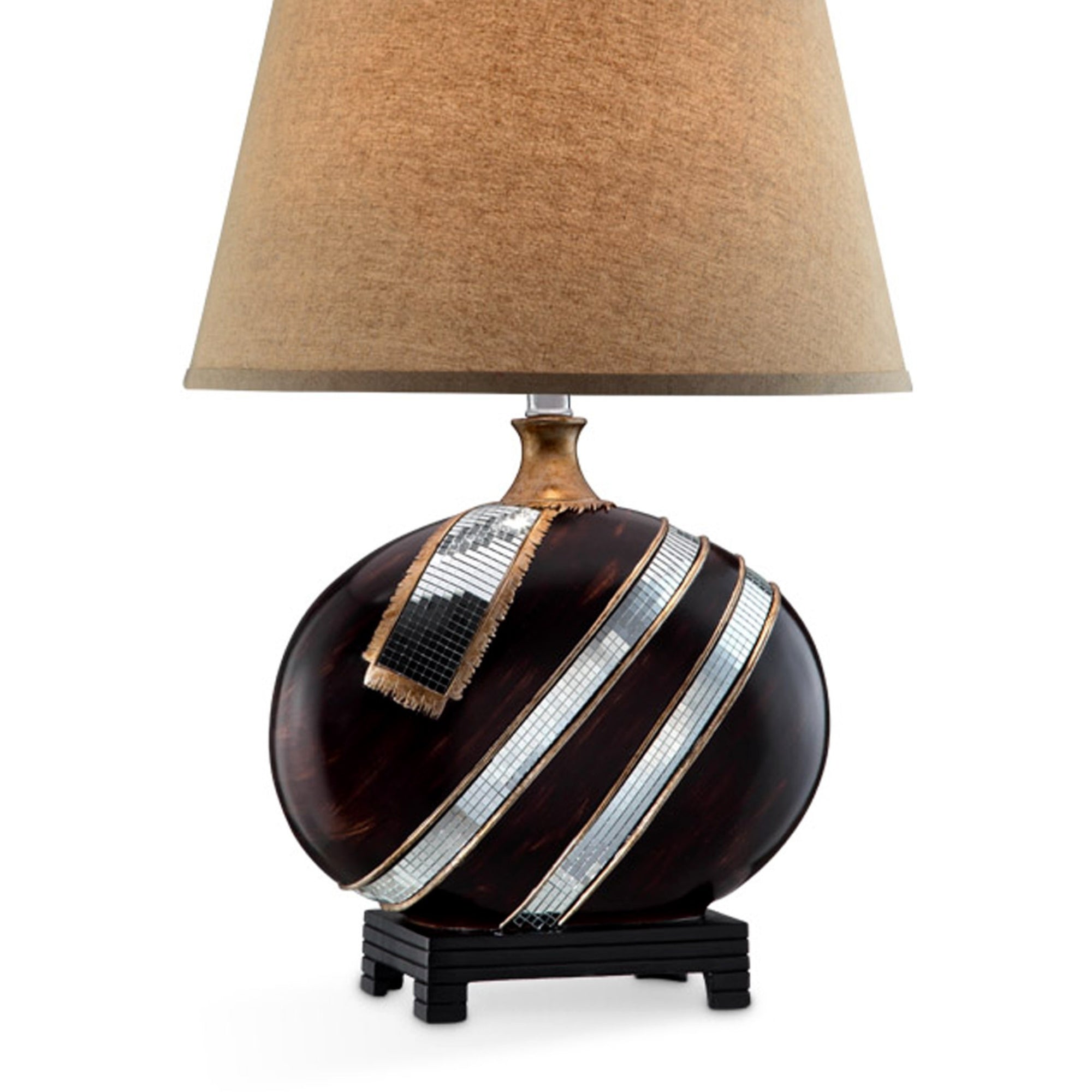 28.5" Tall Polyresin Table Lamp "Kukui" with Dark Espresso finish, Fabric Shade