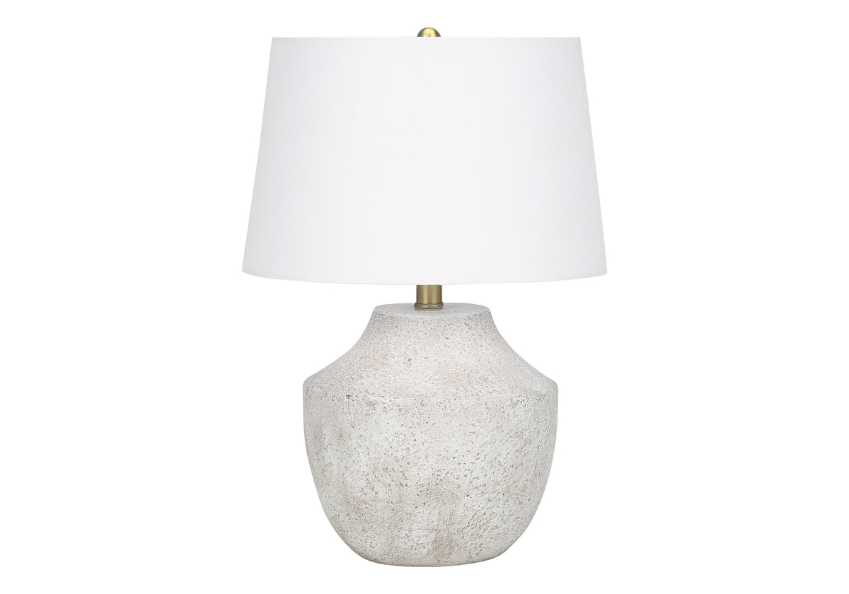 Lighting, 20"h, Table Lamp, Cream Concrete, Ivory / Cream Shade, Modern