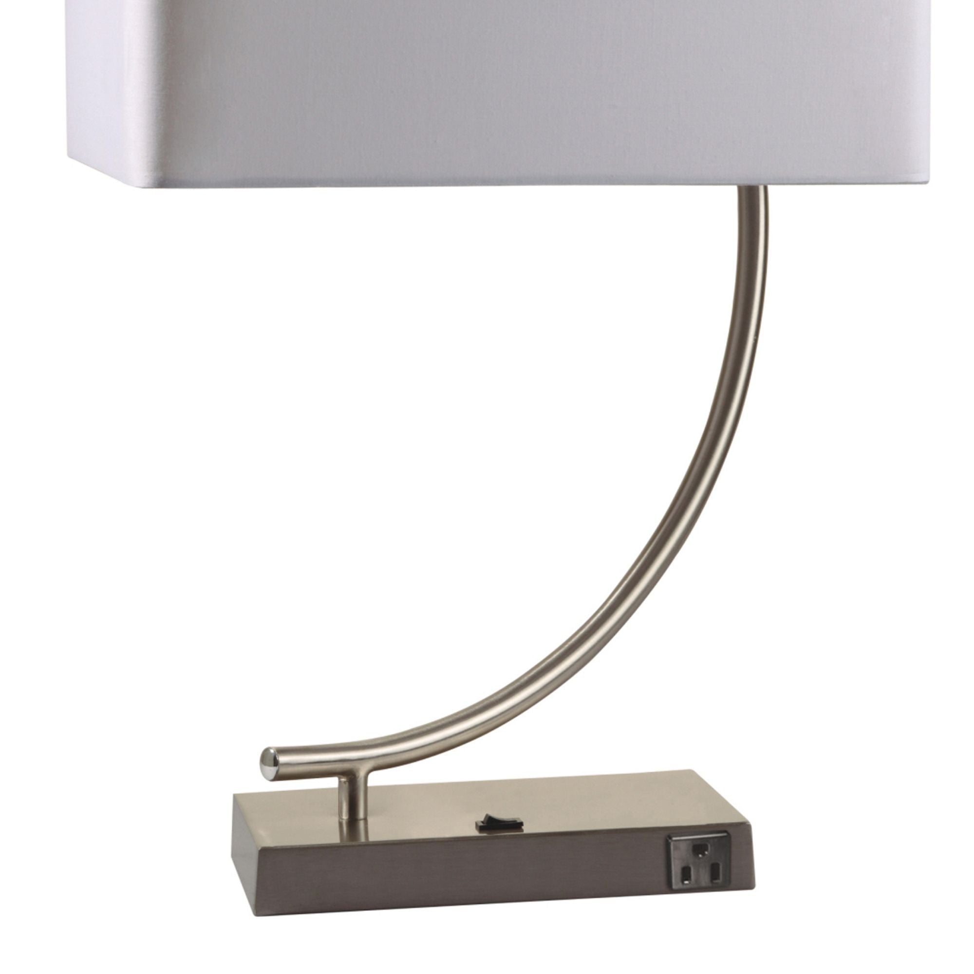 22.5" Tall Metal Table Lamp with Silver finish and Curved design, White Shade