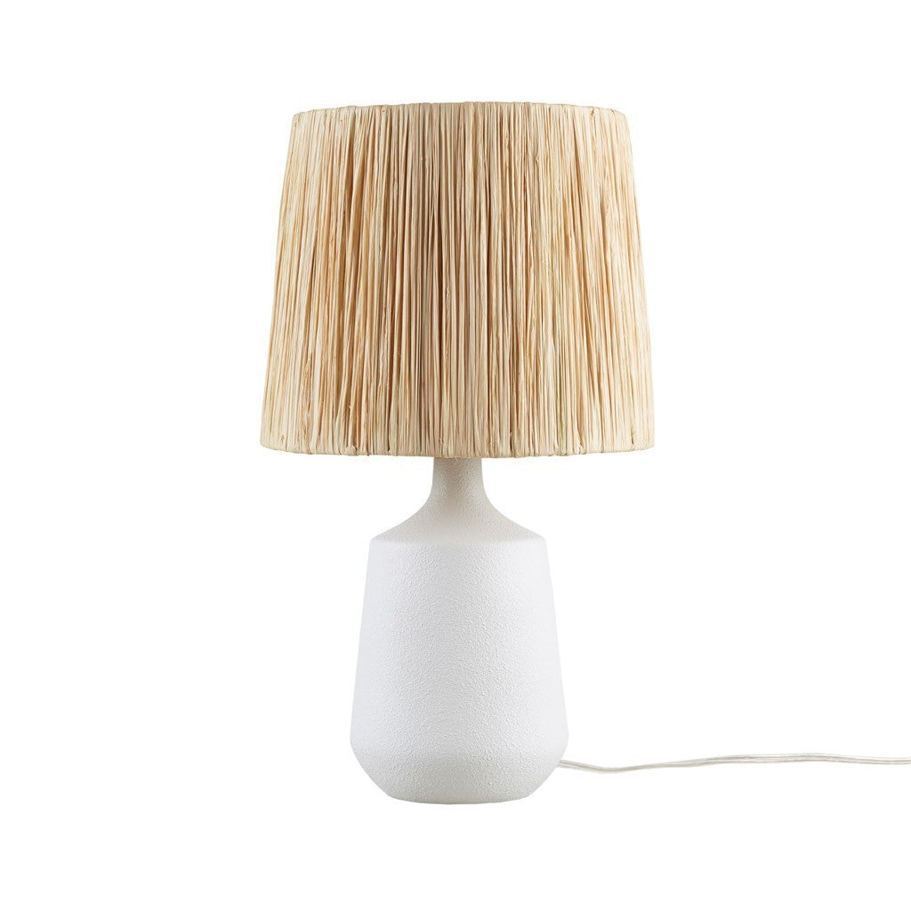 23"H Boho Ceramic Table Lamp White