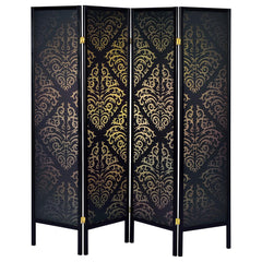 Black 4-panel Folding Screen