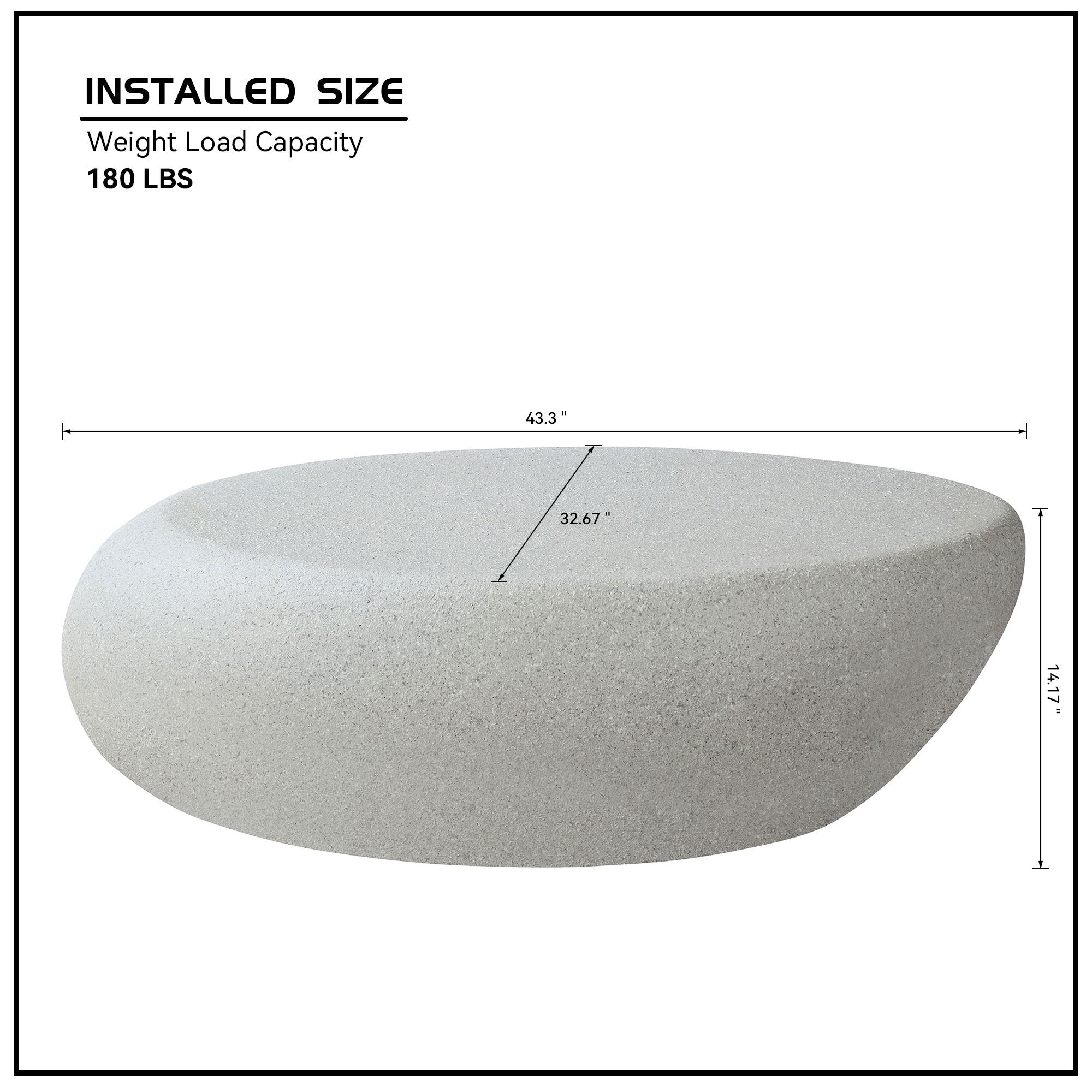 43.31''Fiberglass Elliptical Coffee Table,Matte Rocks Table front of the Sofa (No Need Assembly)