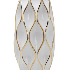 Elegant White Ceramic Vase with Gold Accents - Timeless Home Decor