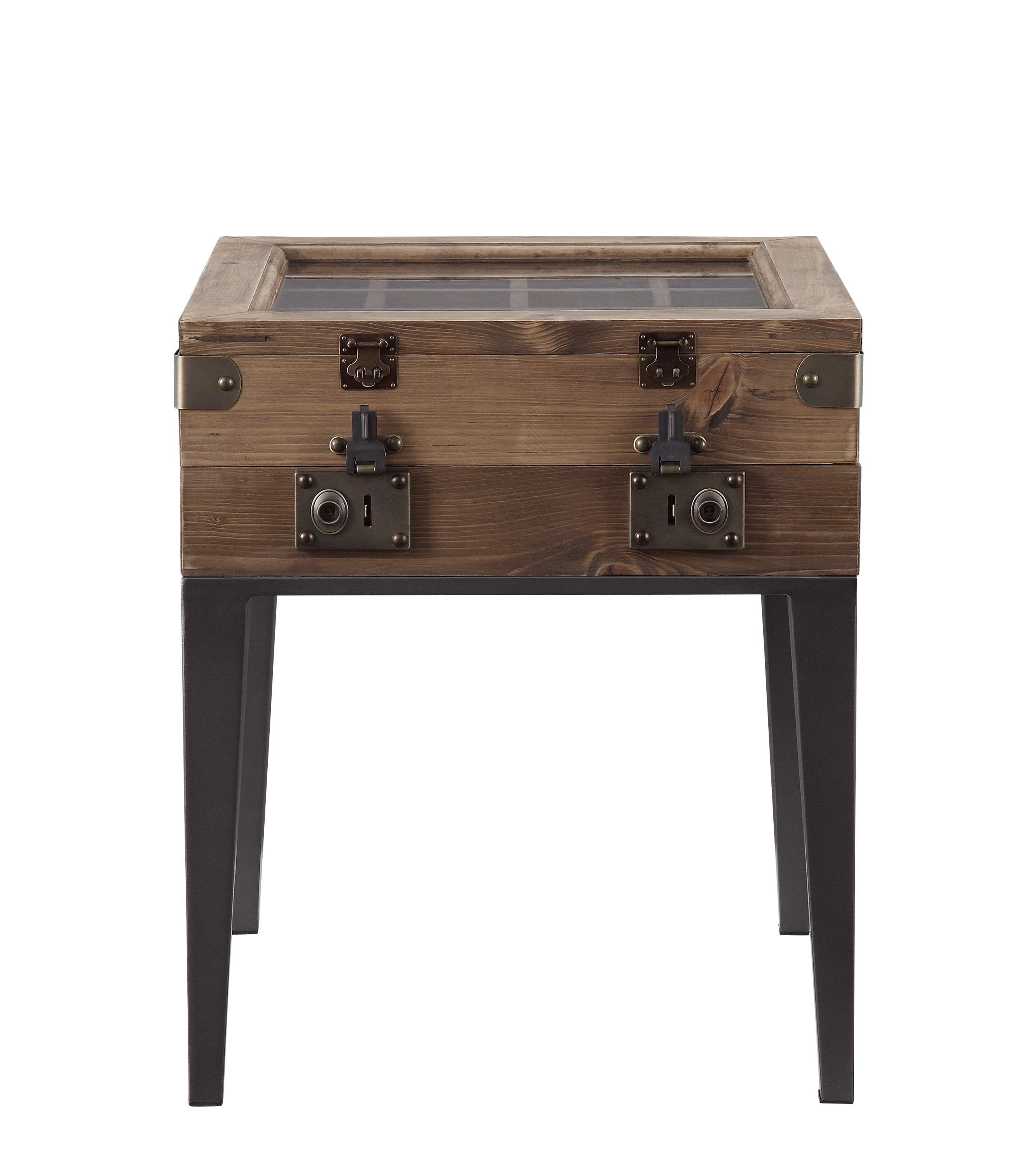 Rustic Oak & Matte Gray Accent Table