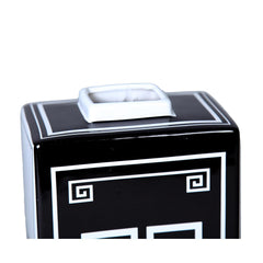 Ceramic Decorative Jar with Black and White Geometric Design