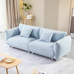 A Lovable Sofa with 2 Pillows and Metal Feet  - Light Blue