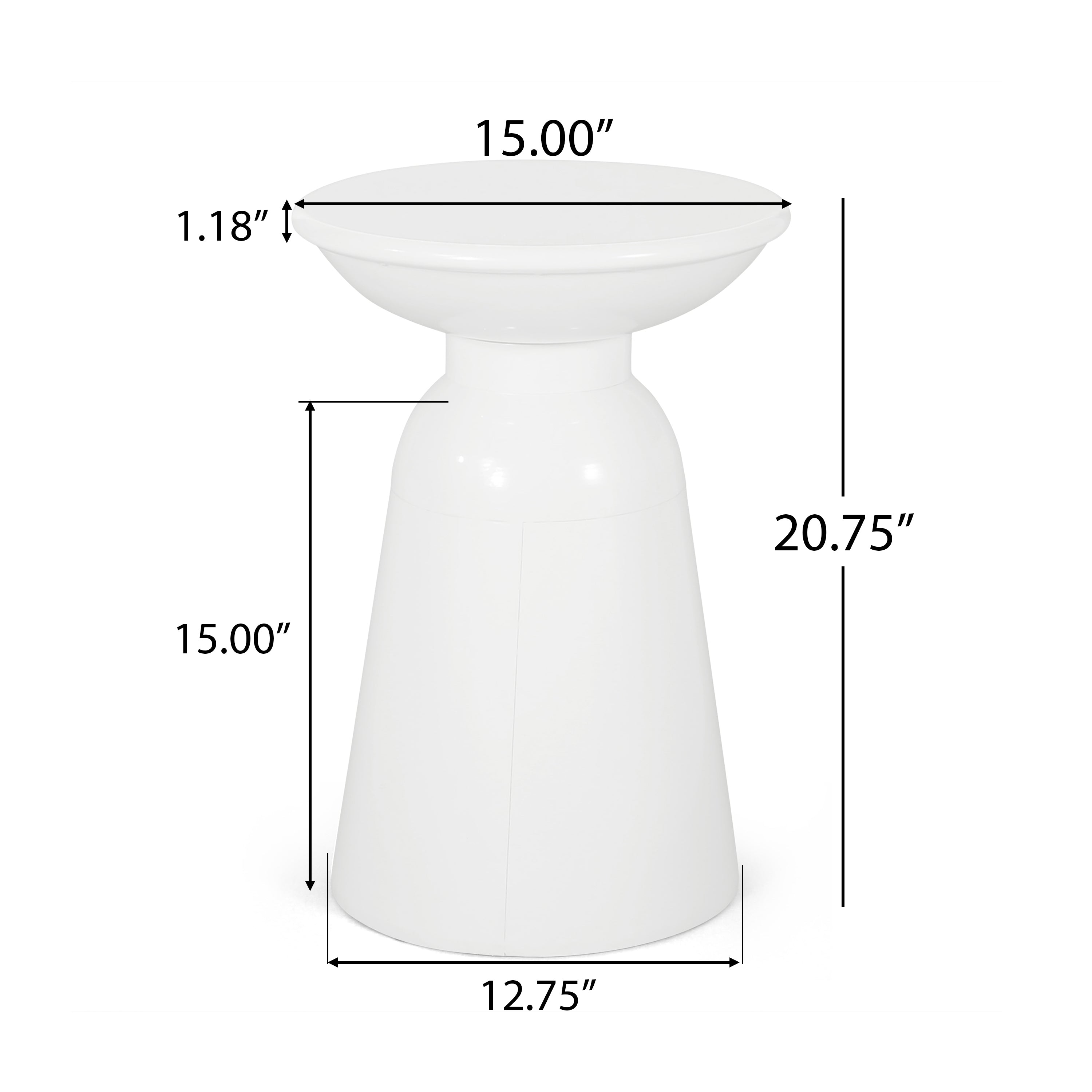 Modern Design End Table Pedestal Style - White