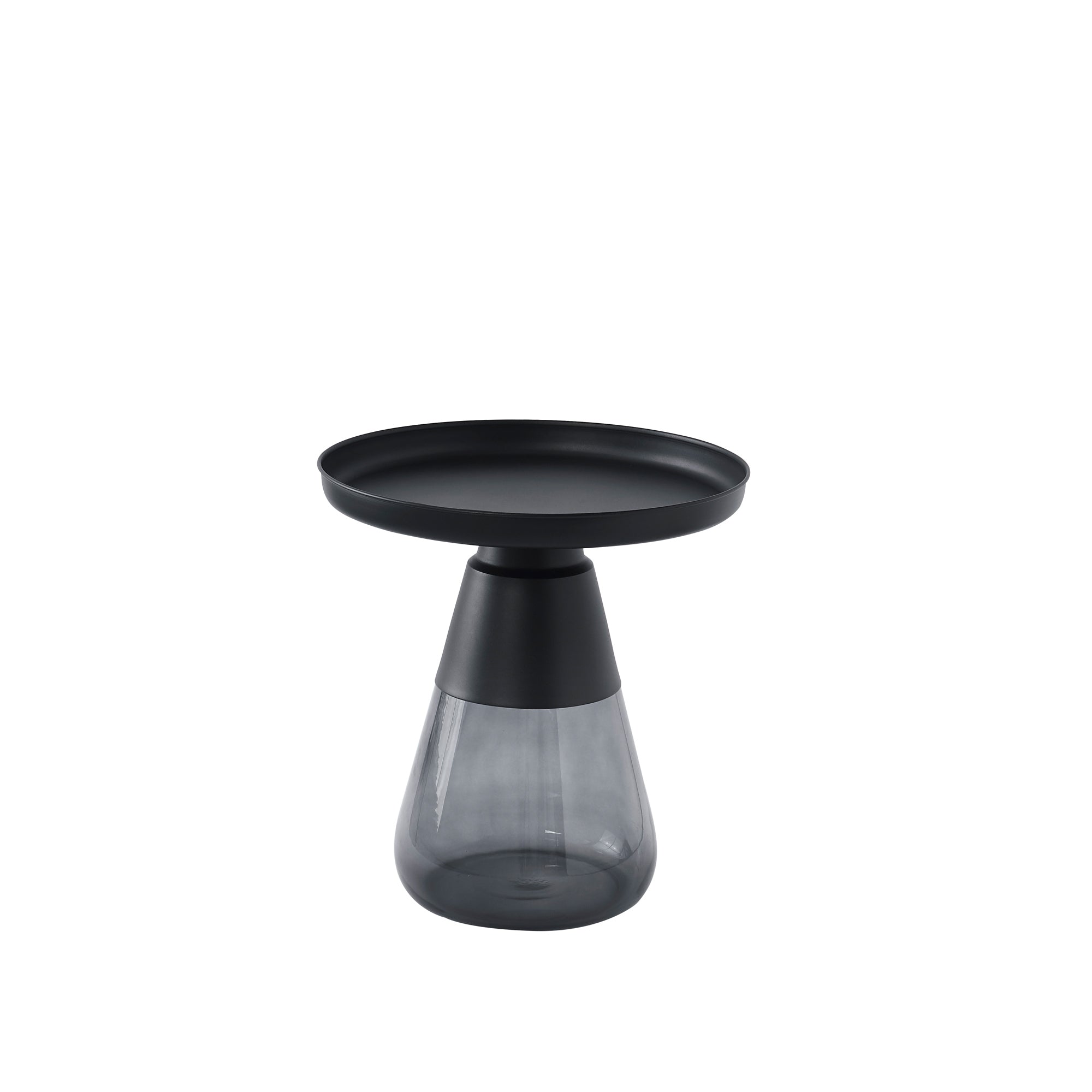 Smoke Glass Base with Black Painting Top Side Table