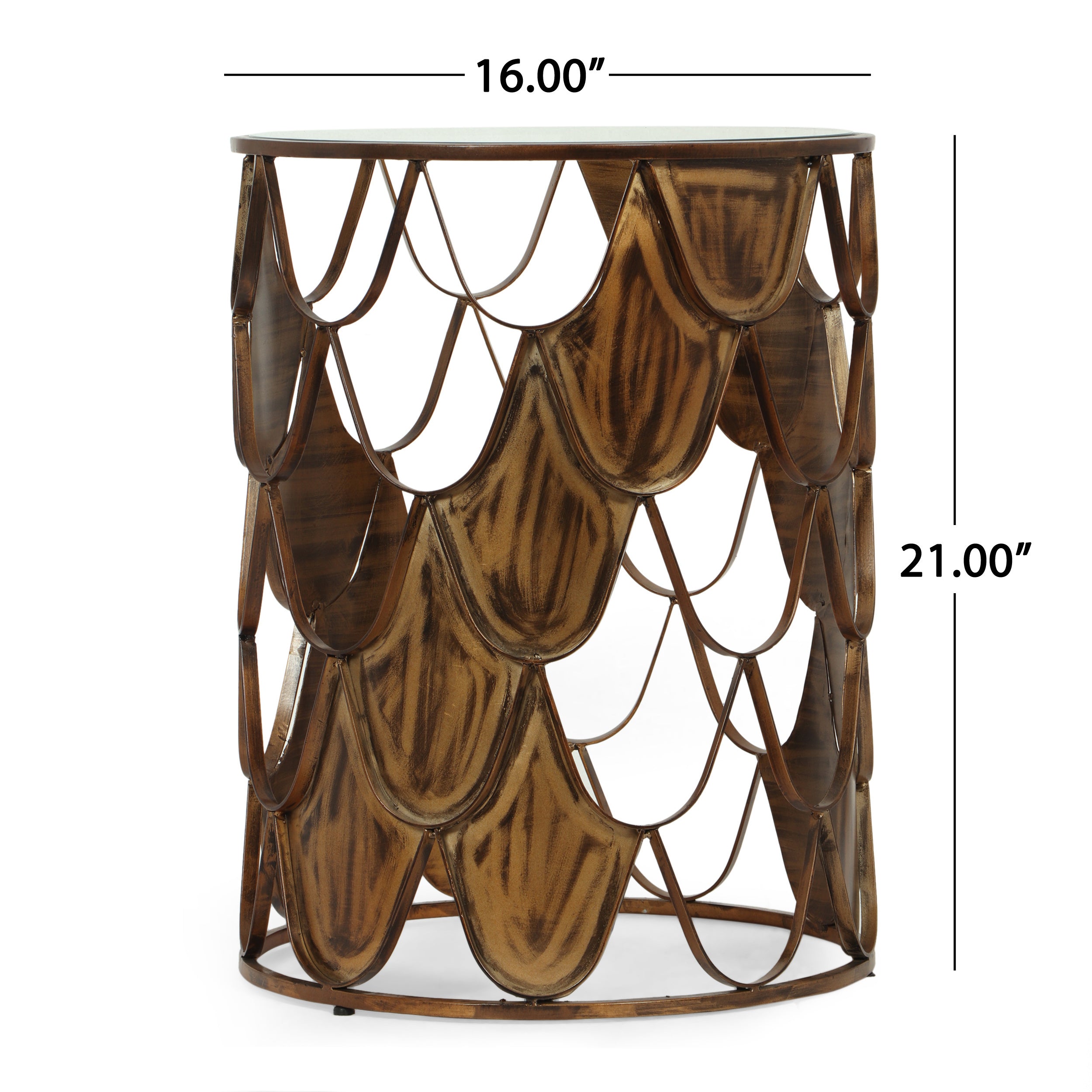 Artsy Boho Side Table - Glass & Metal - Brown