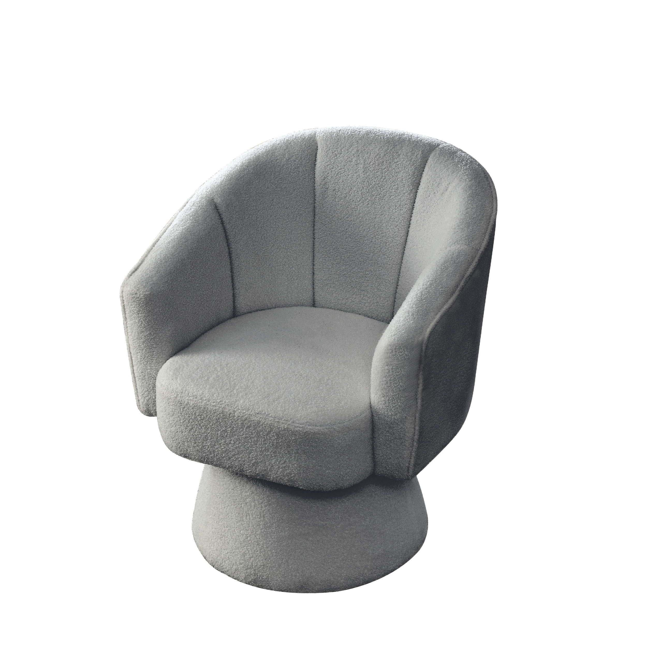 29 "W Petal Modern Contemporary Accent Lounge Swivel Chair with Deep Channel Tufting and Base - Grey