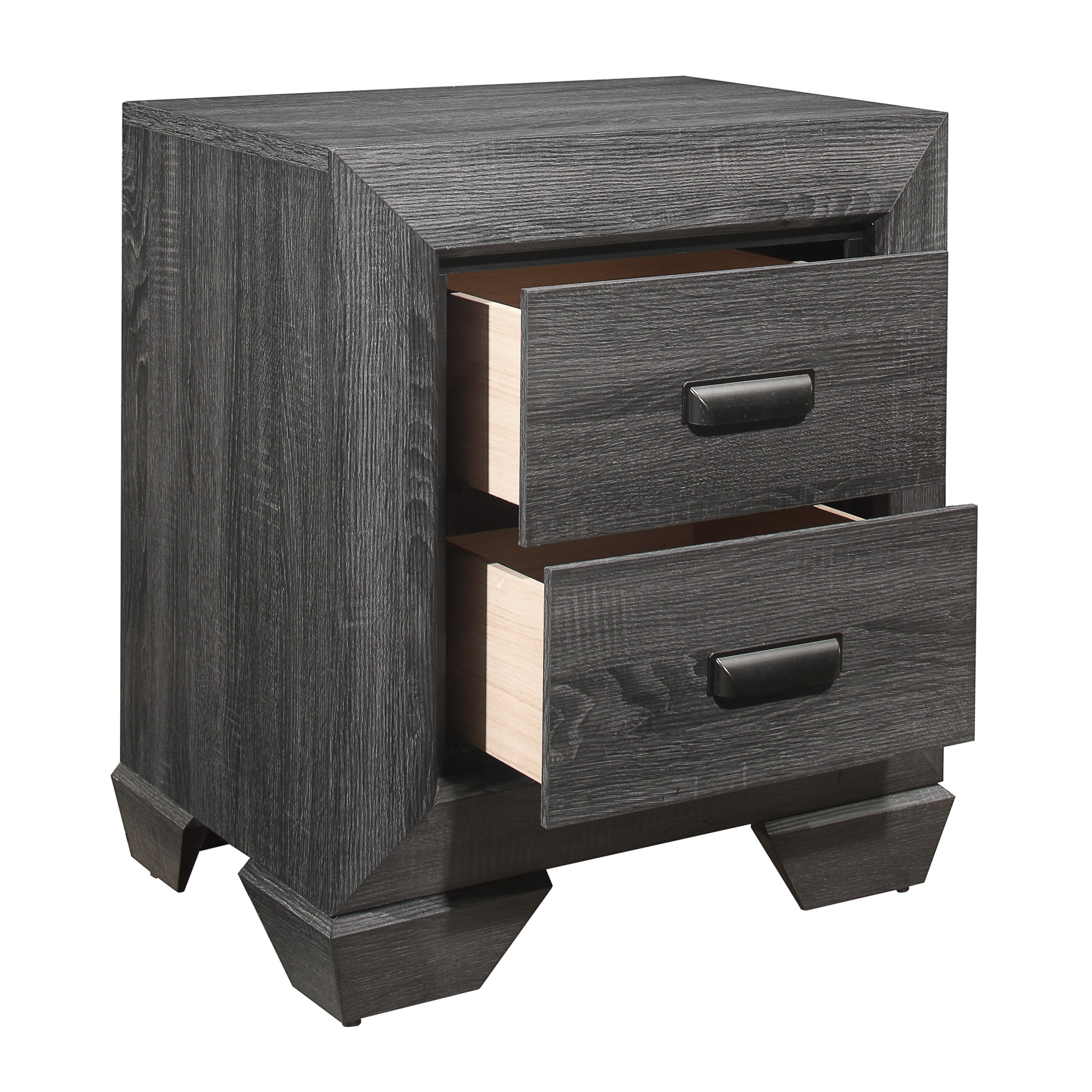 Gray Finish 1pc Nightstand of 2x Drawers Wooden Bedroom Furniture Contemporary Design Rustic Aesthetic