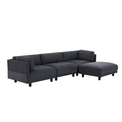 Upholstery Convertible Sectional Sofa, L Shaped Couch with Reversible Chaise - Grey