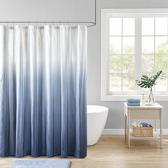 Ombre Printed Seersucker Shower Curtain - blue