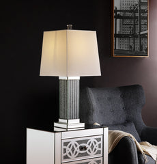 Silver Table Lamp - Mirrored & Faux Stones