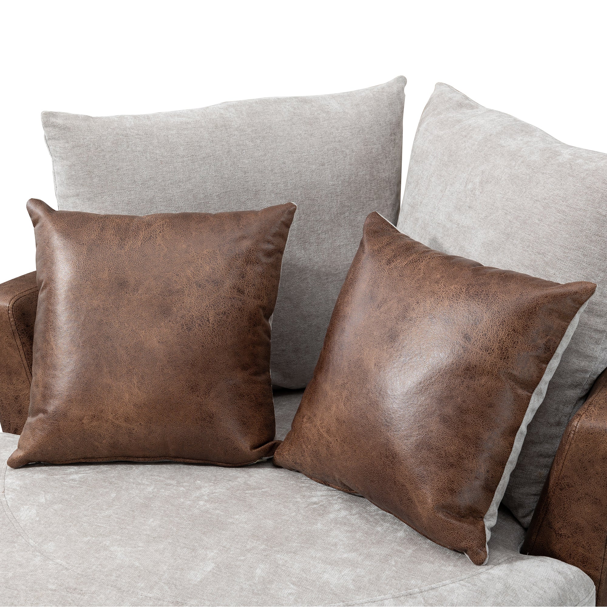 4 Pillows 360 Degree Swivel Round Sofa- Light Gray