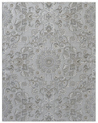 Lily Light Gray, Medium Gray, Blue and Ivory Chenille and Viscose High - Low Area Rug 5x8