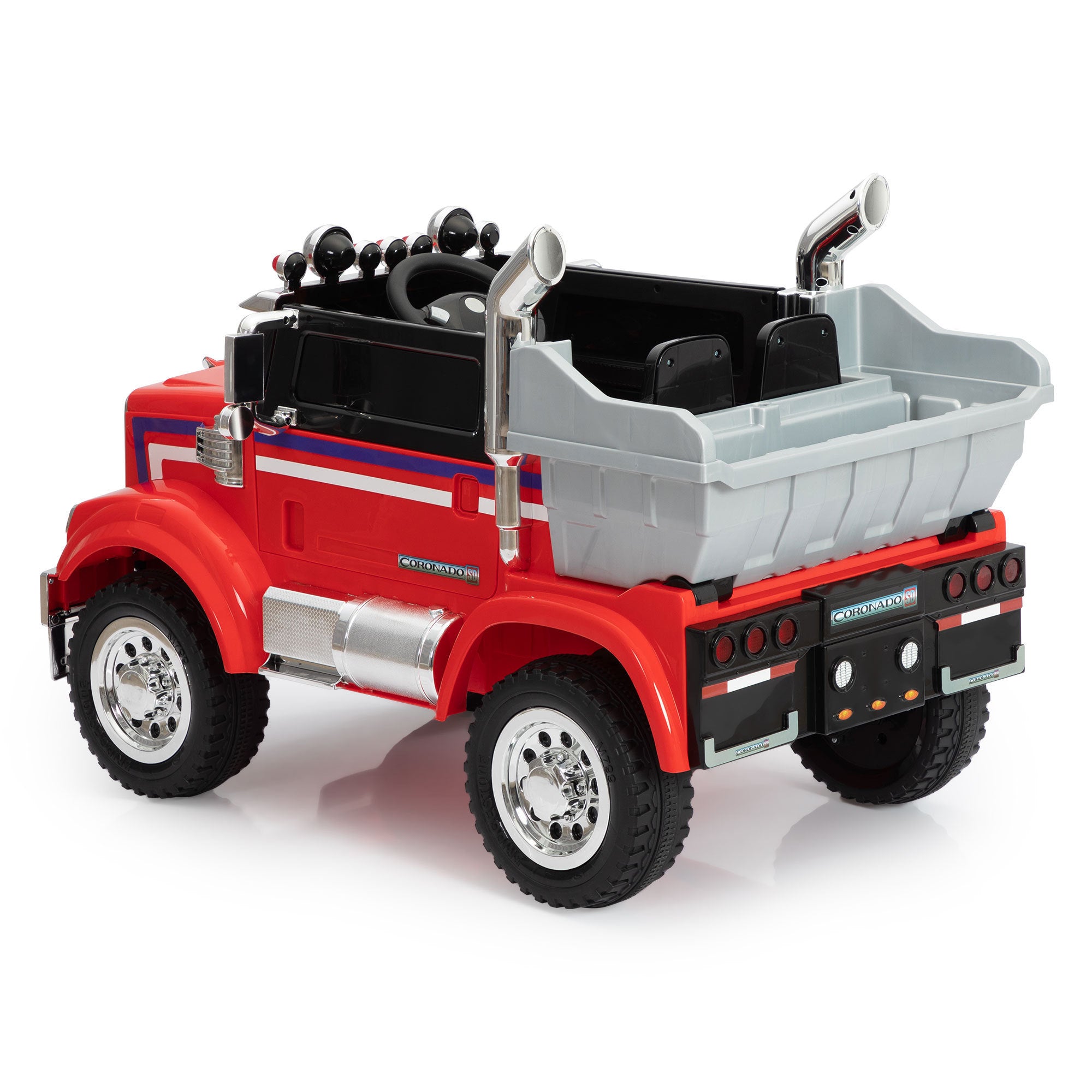 12V Kids Battery Electric Ride On Car Toy, Optimus Prime Truck with Remote Control, Transformers Die-Cast Vehicle W/ Music, Rear Loader - Red