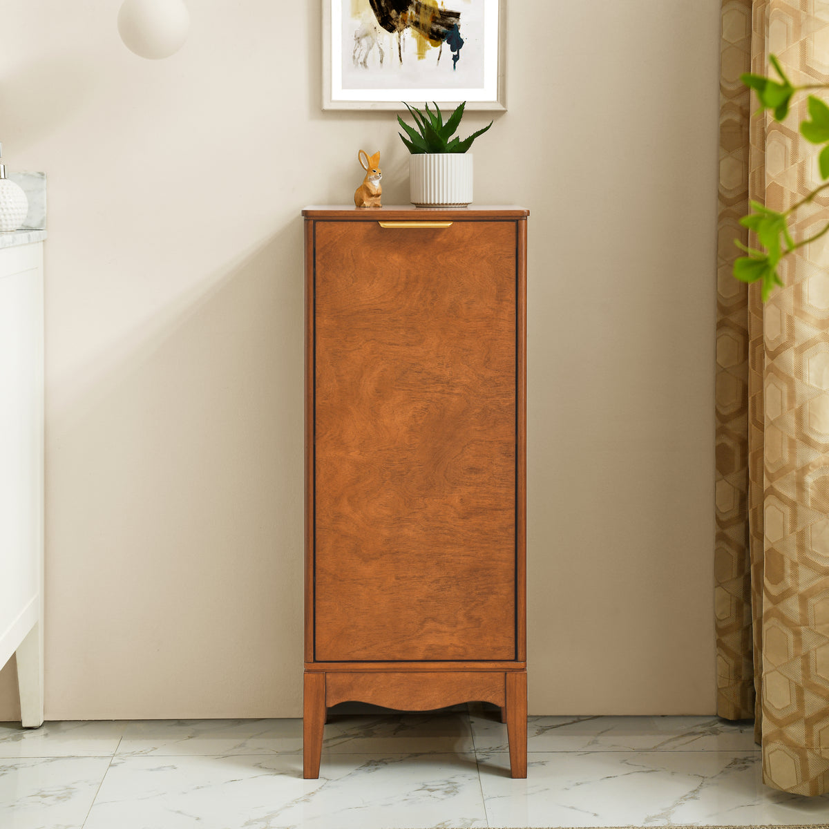 Antique Brown Bathroom Floor Cabinet