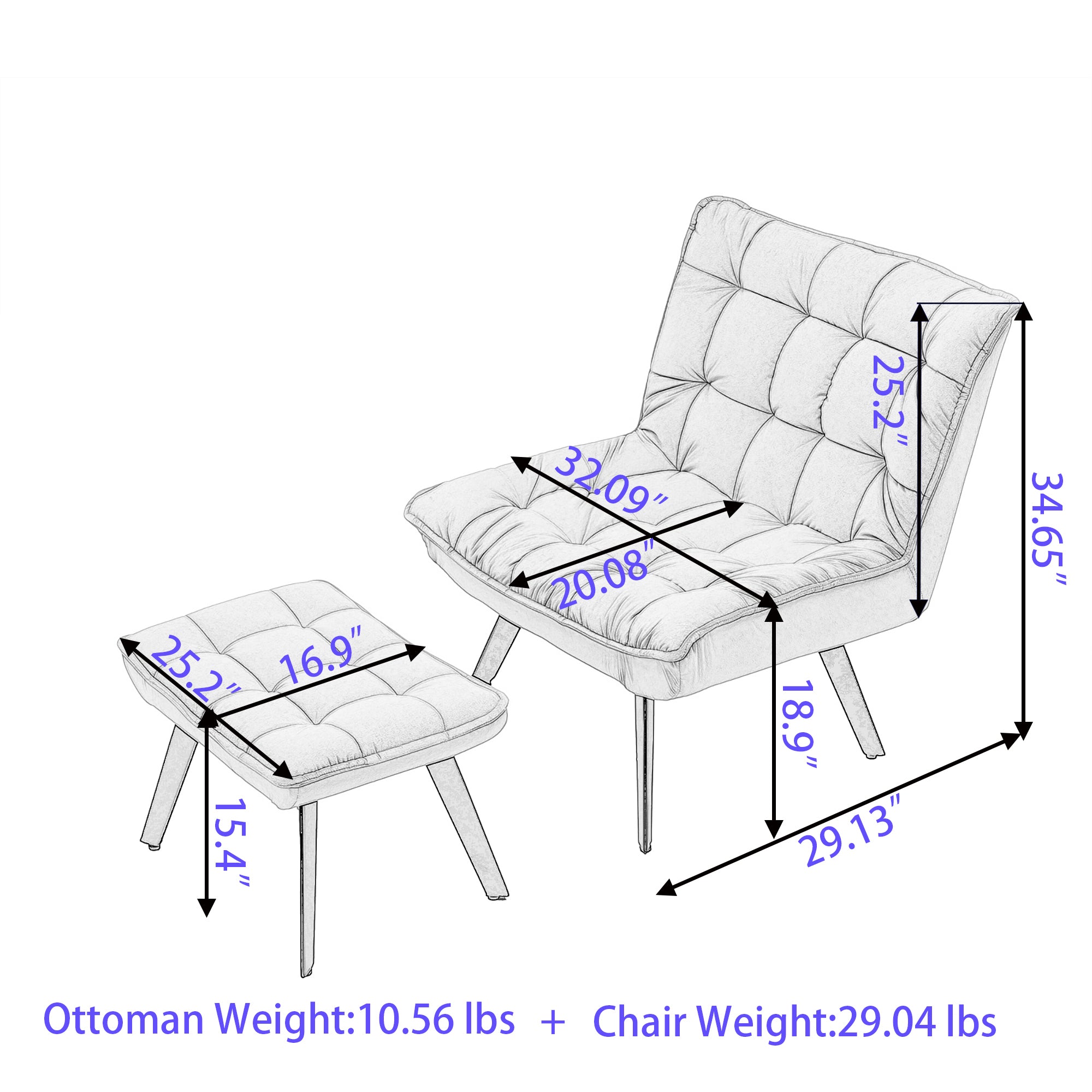 Modern Soft Teddy Fabric Large Width Accent Chair - White