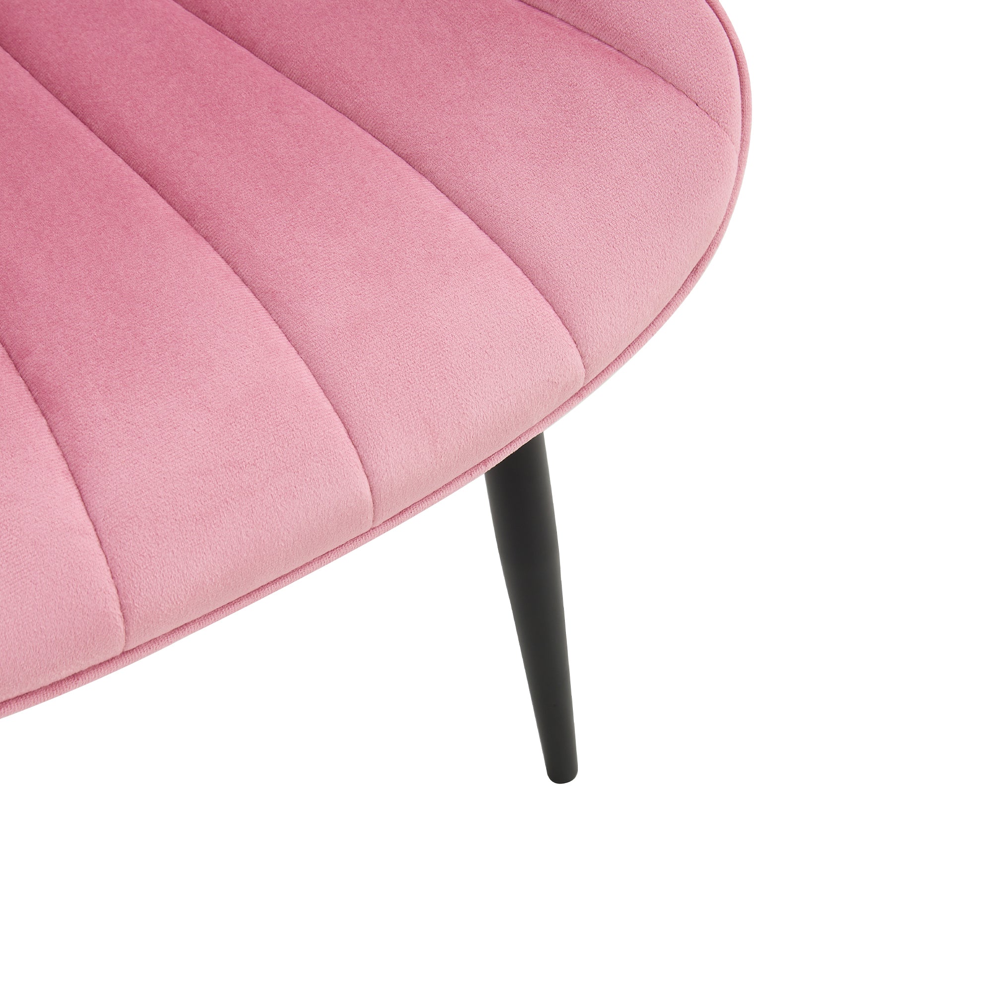 Modern Velvet Dining Chairs with Cushion Seat Back Black Coated Legs Upholstered (Set of 4) - Pink