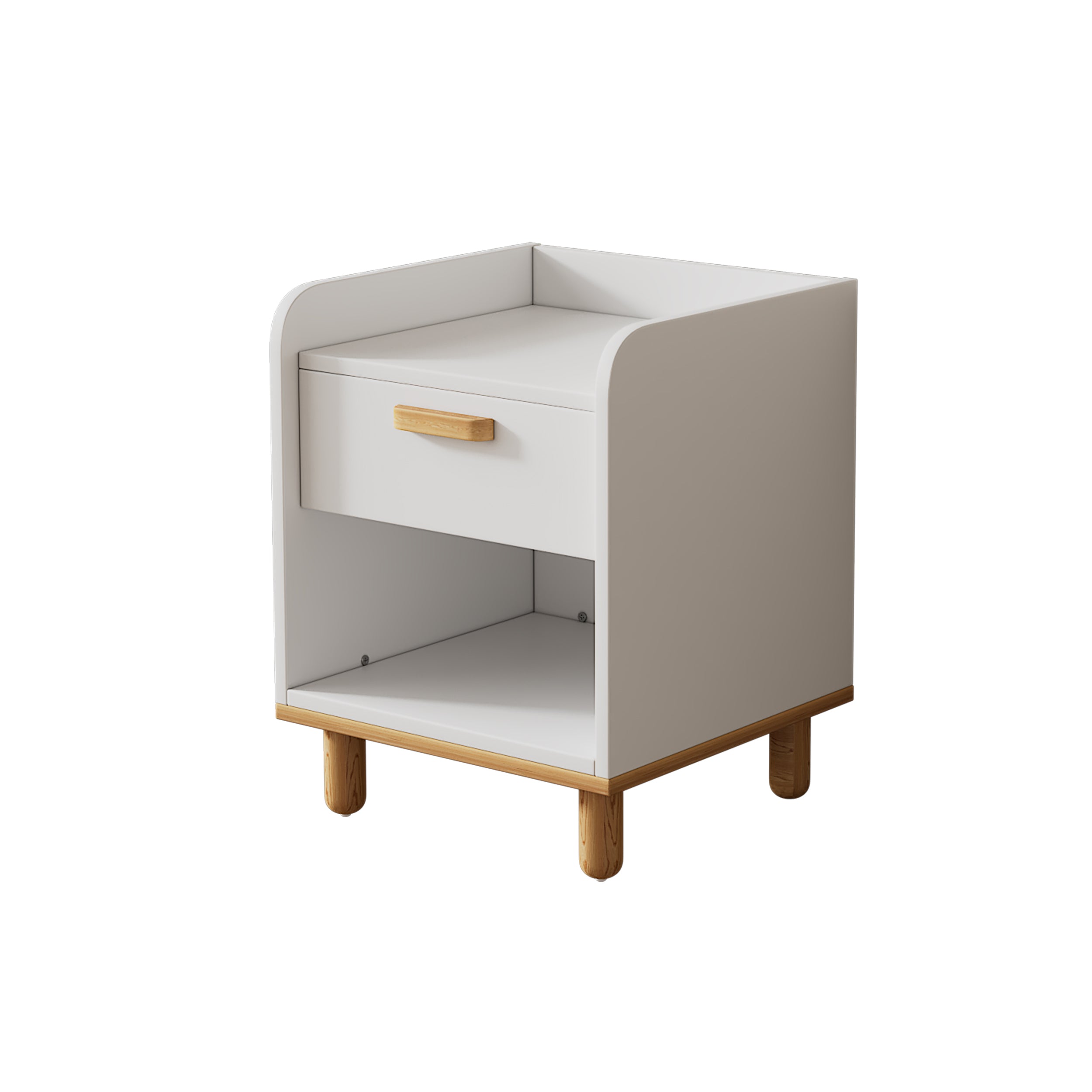 Modern Simple Style White Modern Nightstand, One Drawer Kids Night Stand