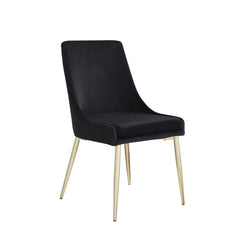 Contemporary Velvet Upholstered Dining Chair with Sturdy Metal Legs (Set of 2) - Black