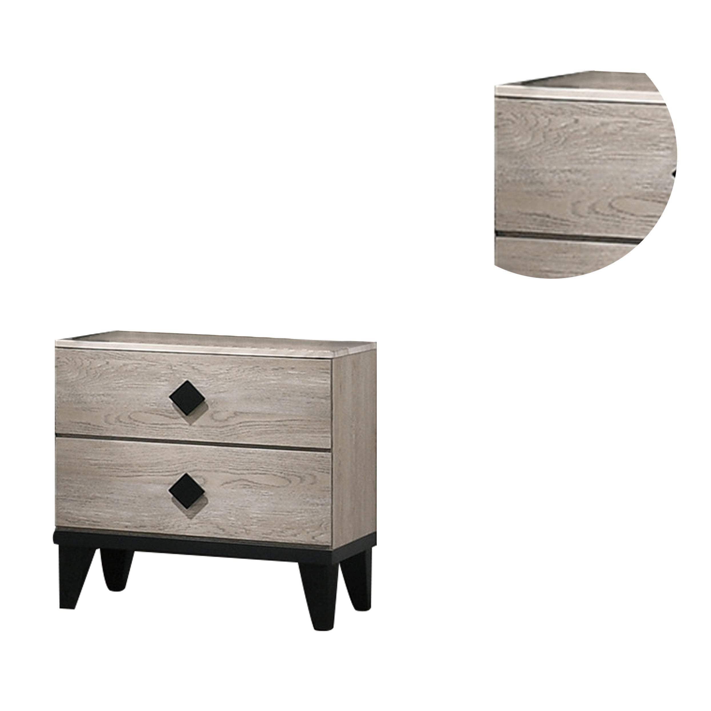 Nightstand With 2 Drawers Storage in Cream Finish