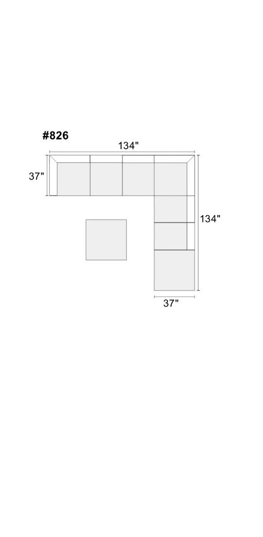 Sectional 8pc Set Large Corner L-Sectional Modern Couch 2x Corner Wedge 4x Armless Chairs and 2x Ottomans Plywood - Grey Chenille