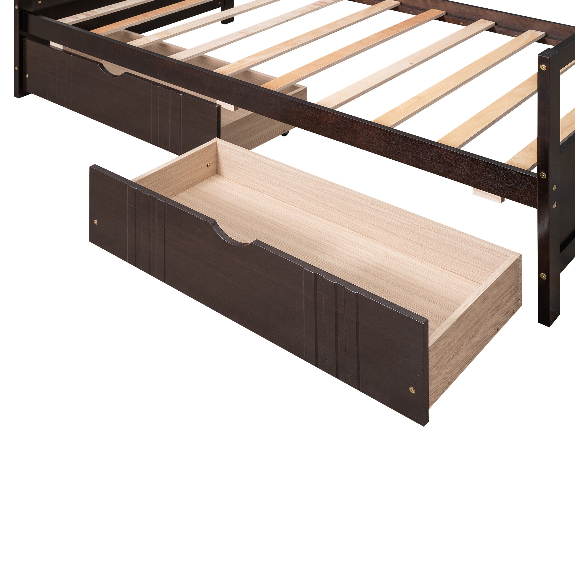 Twin Size Daybed Wood Bed with Two Drawers - Espresso