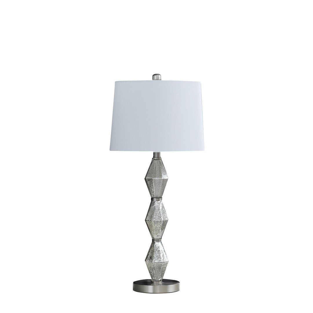 29.5" Modern Geometric Glass Brushed Silver Table Lamp