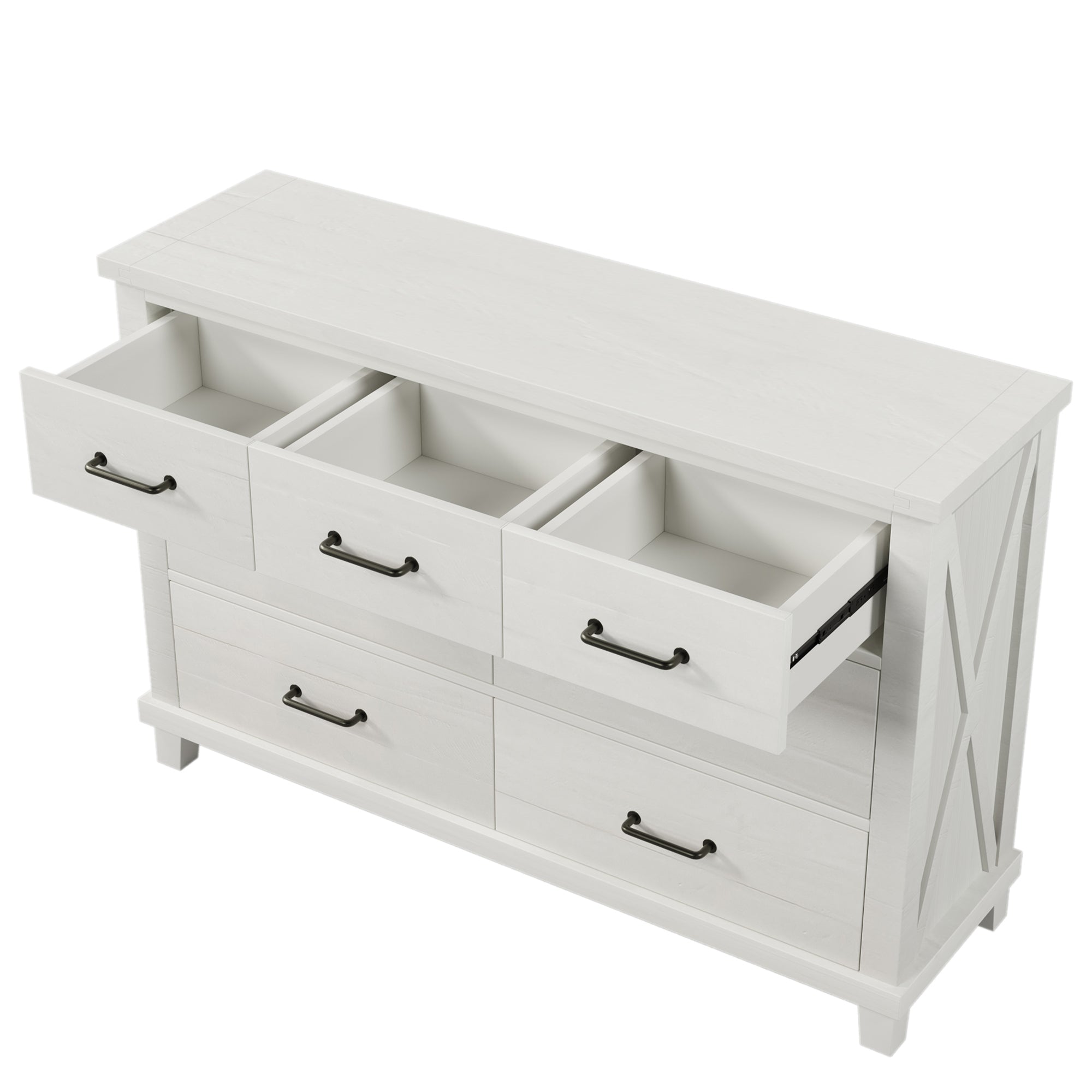 Rustic Farmhouse Style Solid Pine Wood Seven-Drawer Dresser - White