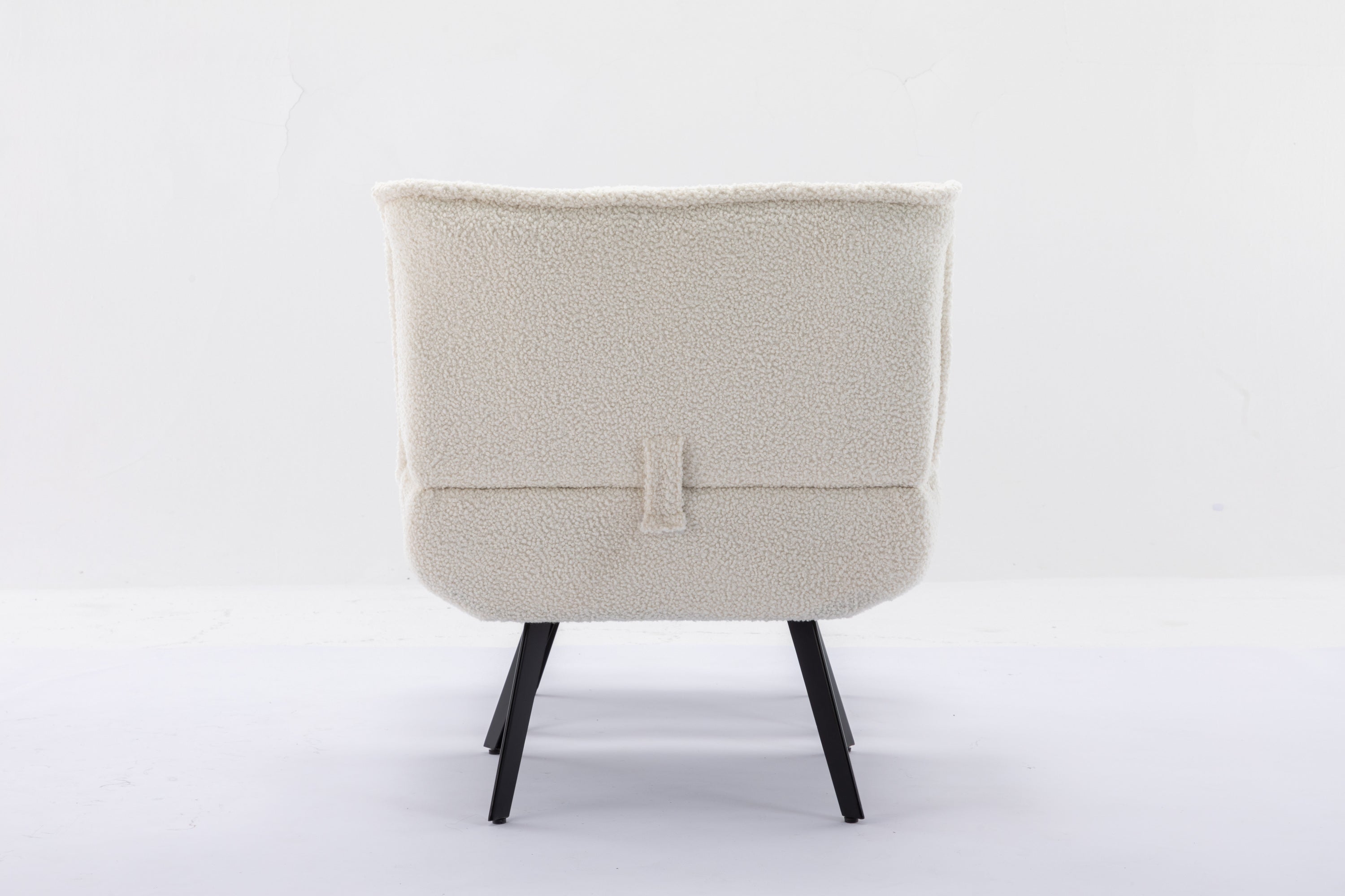 Modern Soft Teddy Fabric Large Width Accent Chair - White