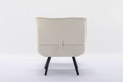 Modern Soft Teddy Fabric Large Width Accent Chair - White