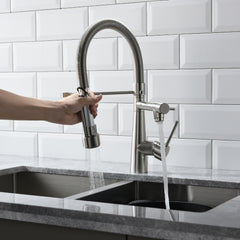 Kitchen Faucet with Pull Down Sprayer Brushed Nickel Stainless Steel