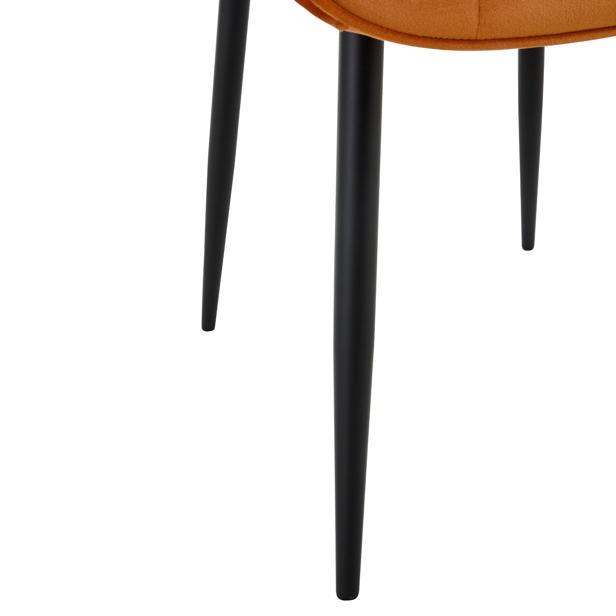 Modern Dining Chairs with Cushion Seat Back Black Coated Legs Upholstered Side Chair (Set of 4) - Orange