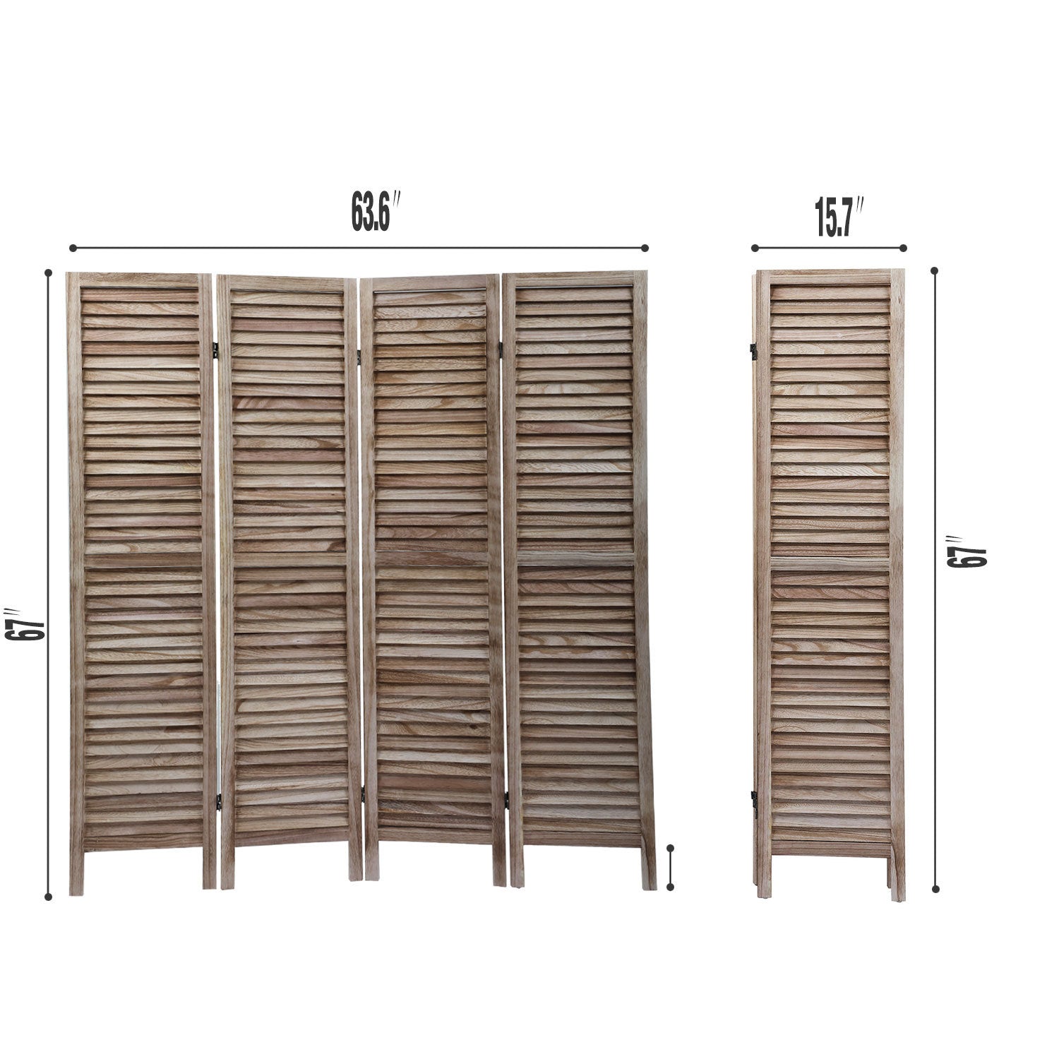 Sycamore Wood 4 Panel Room Divider