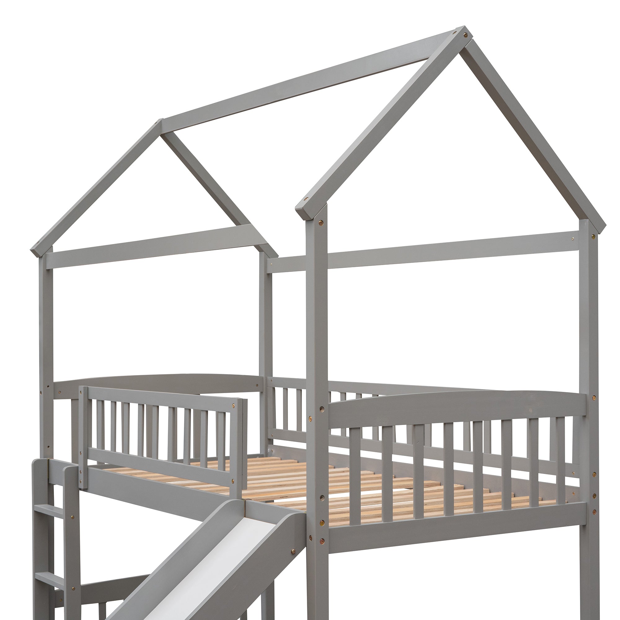 Twin Loft Bed with Slide - White