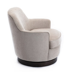 Oatmeal Wood Base Swivel Chair - Natural