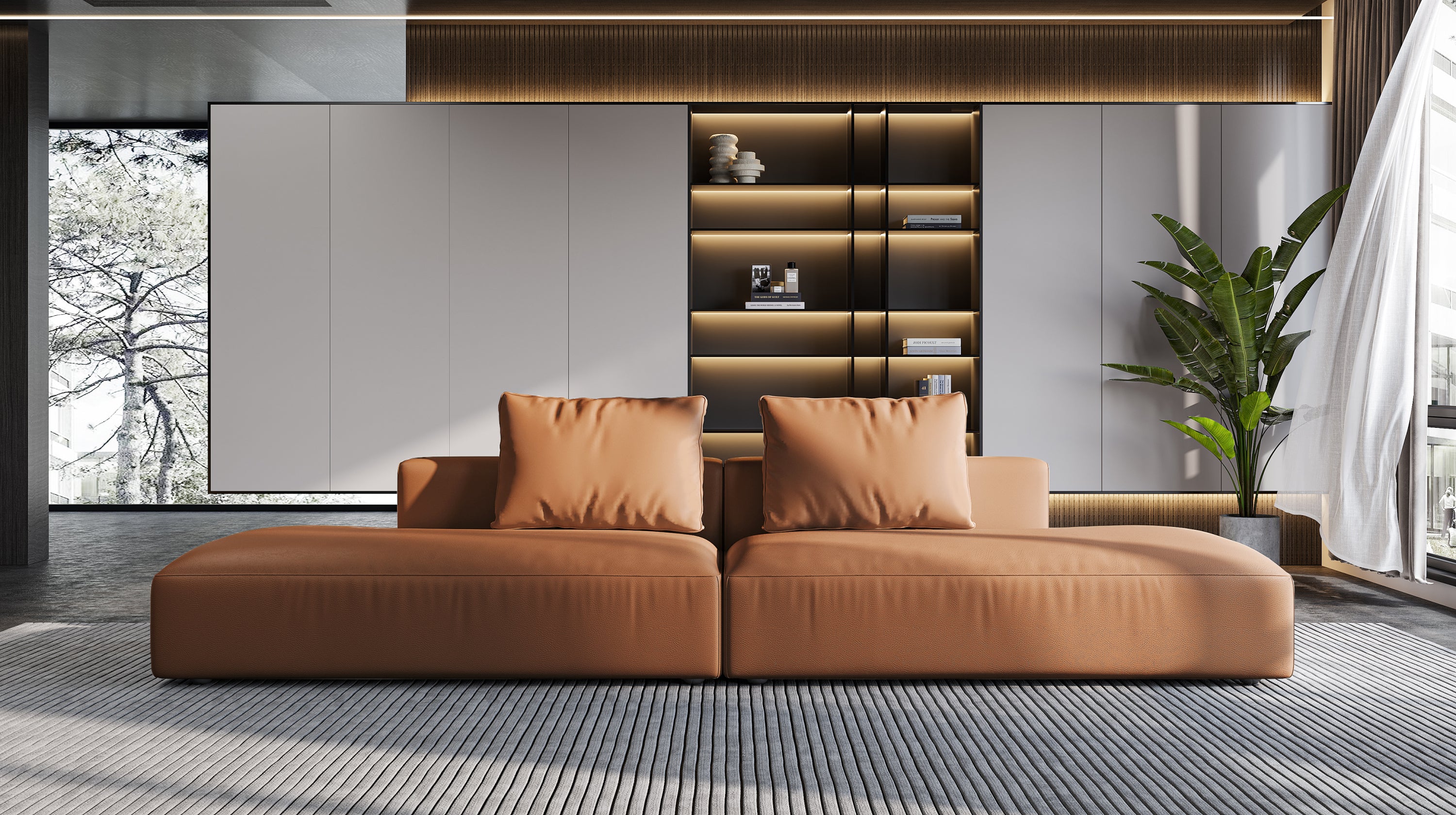 Elegant Modular Sofa Couch - Brown