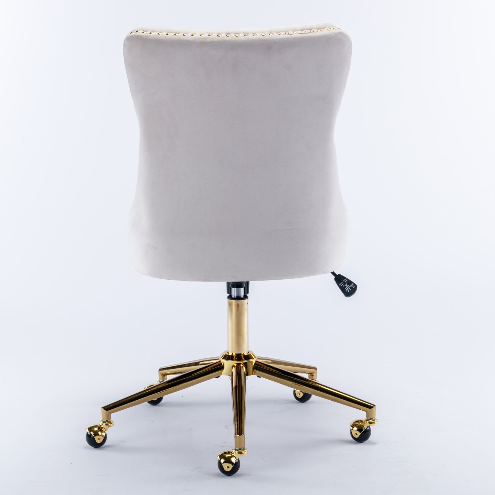 Velvet Upholstered Tufted Button Home Office Chair with Golden Metal Base - Beige