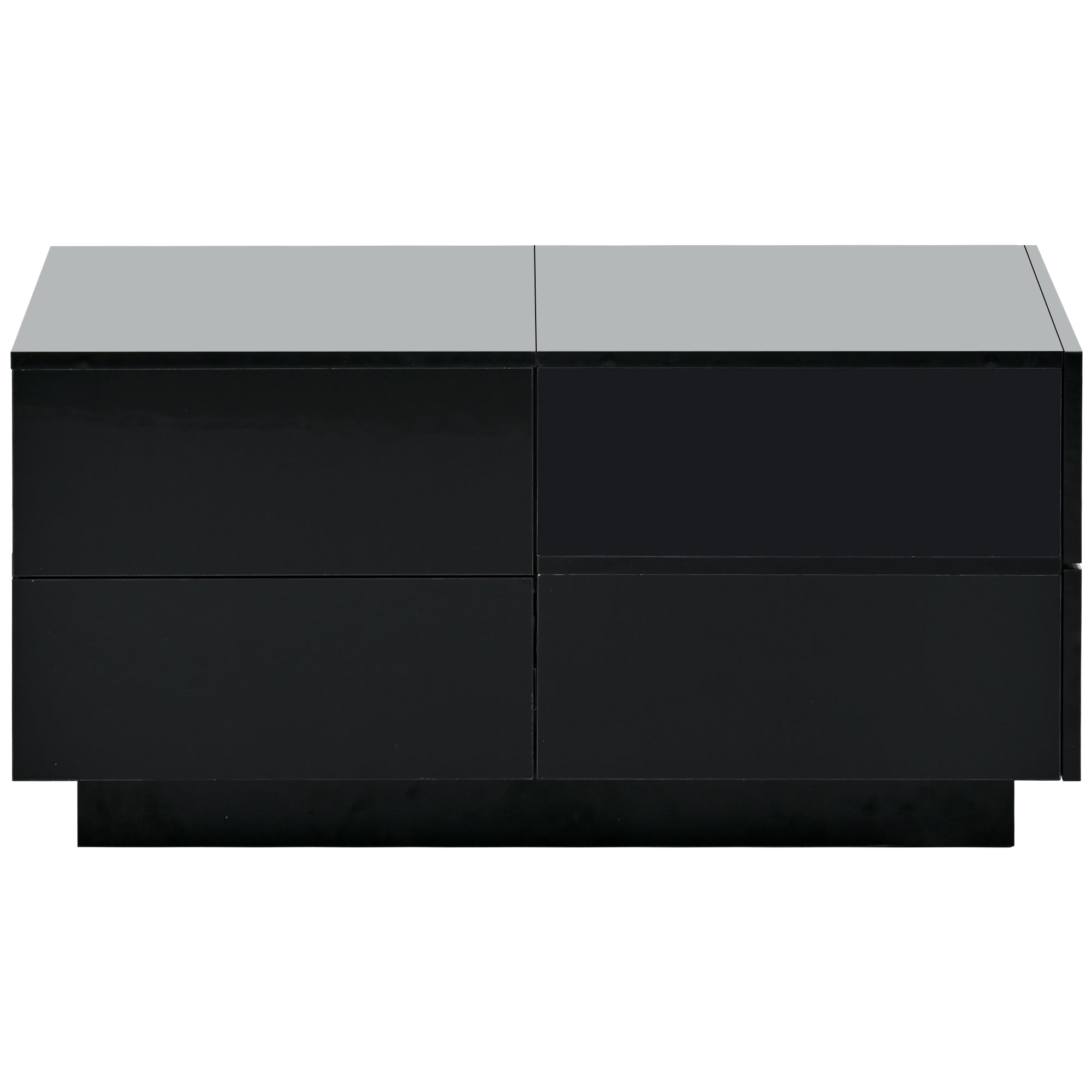 Extendable Coffee Table with Hidden Storage Compartment, UV High-gloss Center Table with Sliding Top - Black