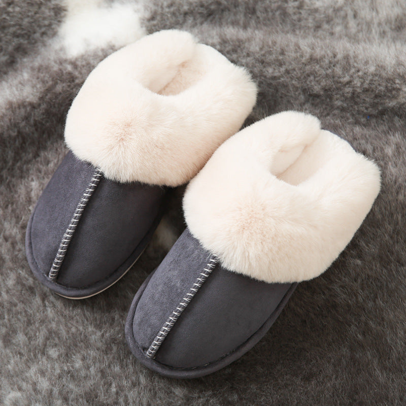 MAICOSY Men-Women Fluffy Cotton Slippers with Soft Faux Fur Leather for Bathroom