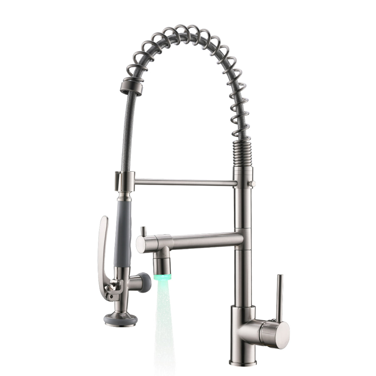 Single Handle Kitchen Sink Faucet - Brushed Nickel Ceramic Contemporary