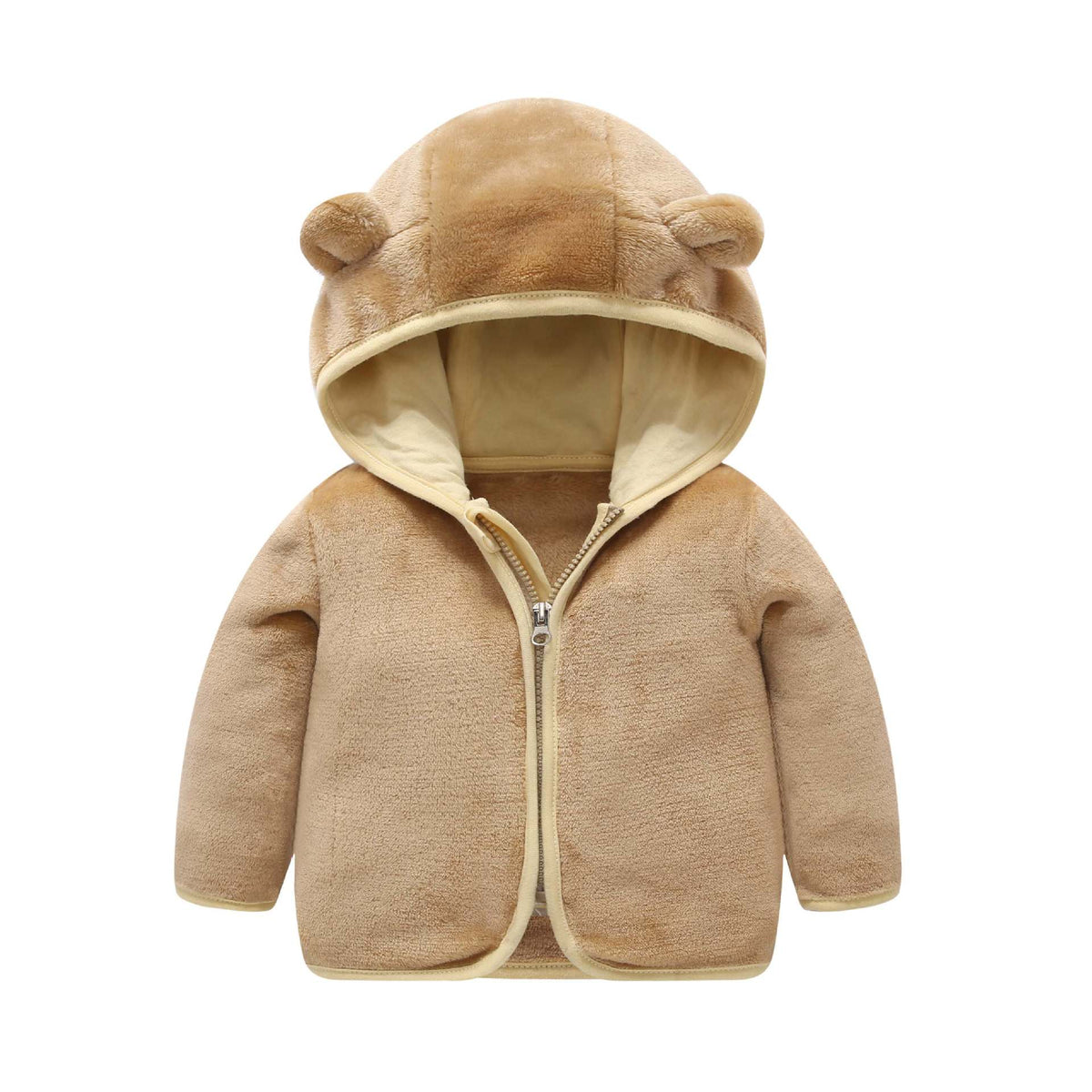 Kids Coral Fleece Jacket Padded Warm Hooded Top