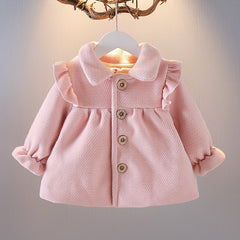 Baby Velvet Winter Coat, Semi-Synthetic Fiber Body with Decorate Frills